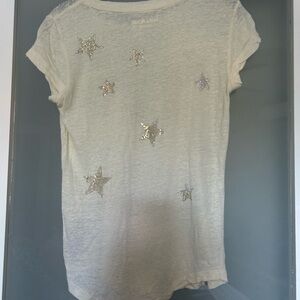 Zadig & Voltaire Silver Embellished Short Sleeve Tee
